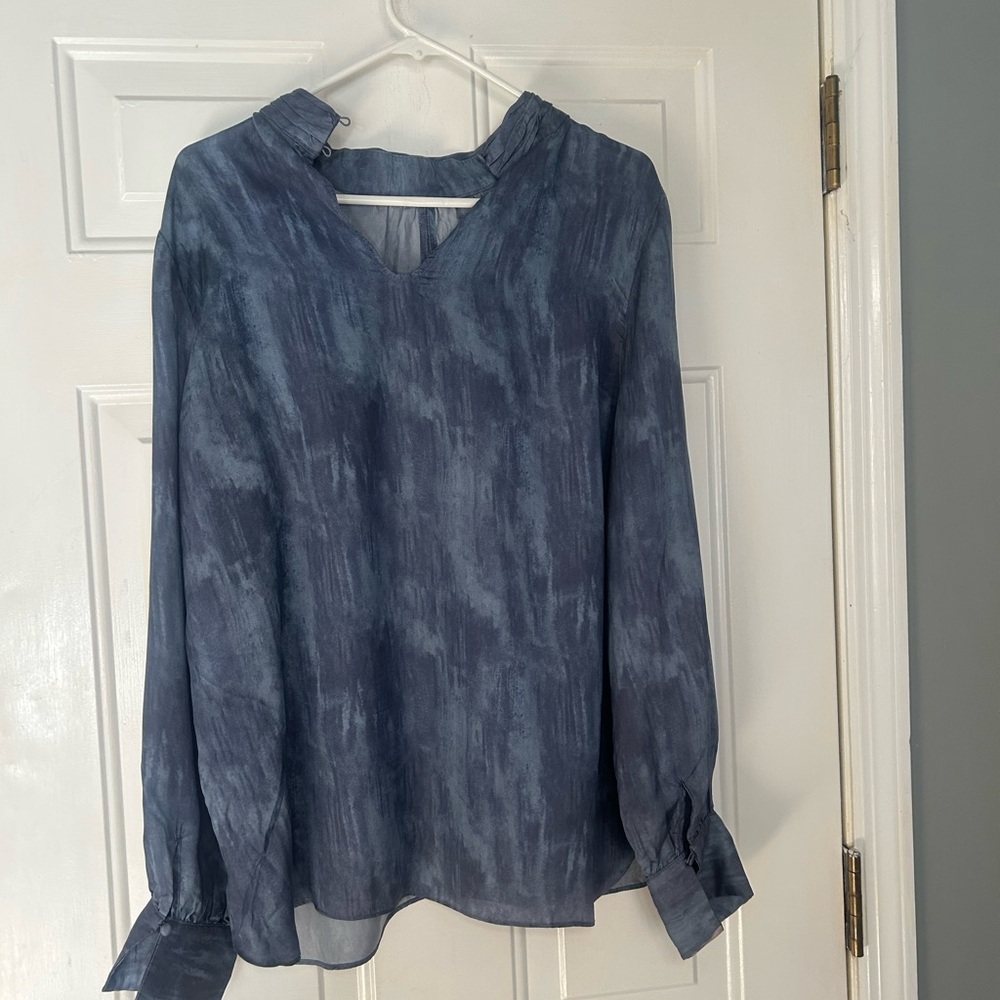 White House Black Market Denim Blue Top